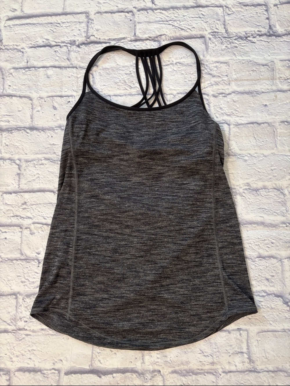 Lululemon Lighten Up Tank Heathered Black Strappy Grey Athletic Tank Top Size 6